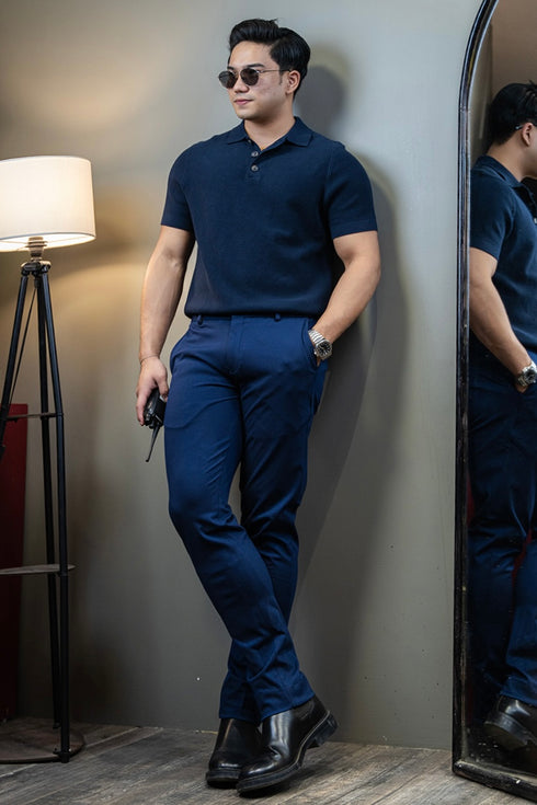 Textured short sleeve polo shirt